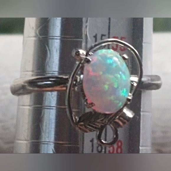 Opal Sterling Silver Adjustable Ring And Earrings Set - Picture 10 of 12